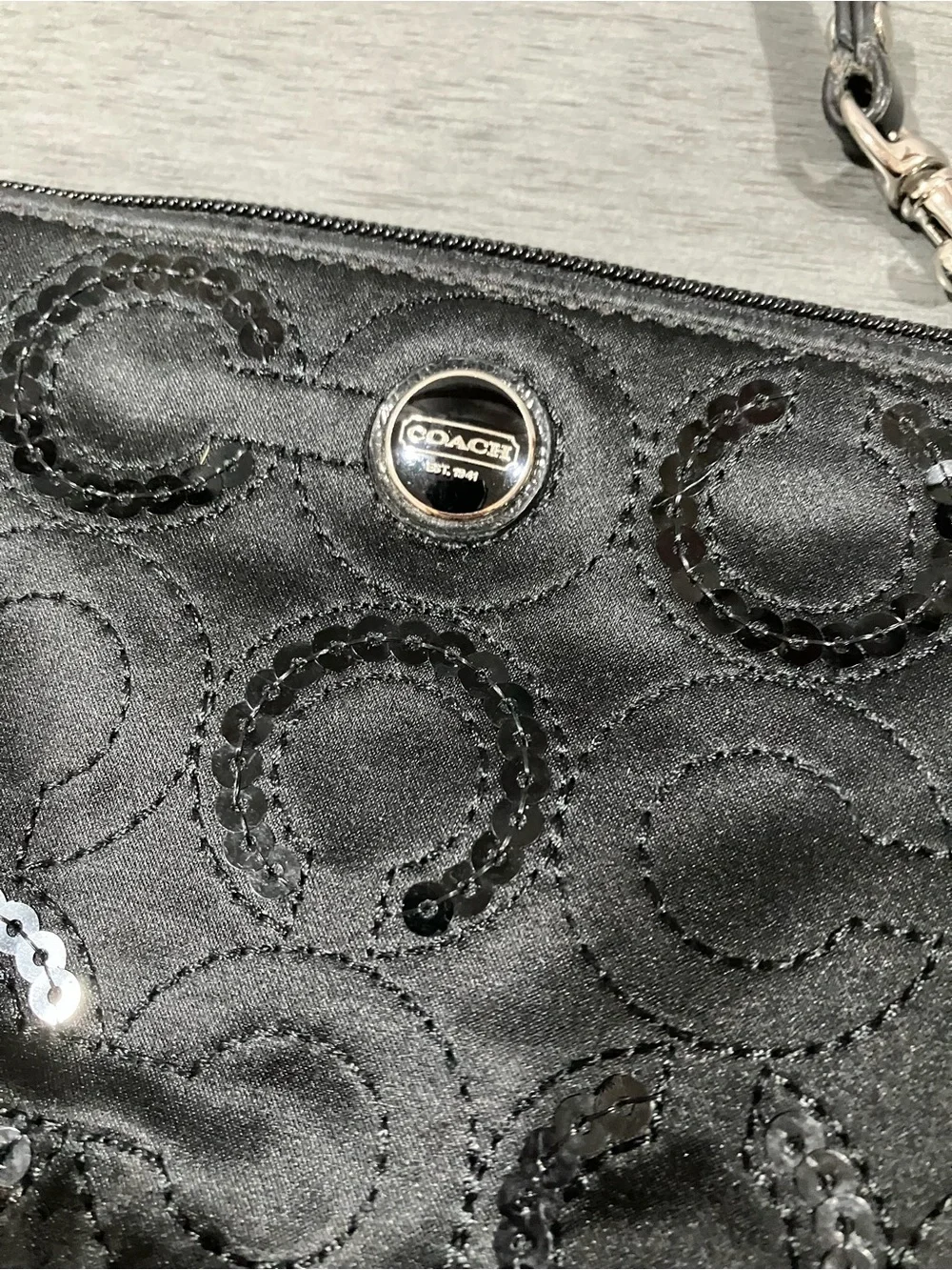 Coach Black Sequin Signature Wristlet